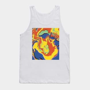 Primary Color Glitchy Liquid Swirls Retro Pattern Tank Top